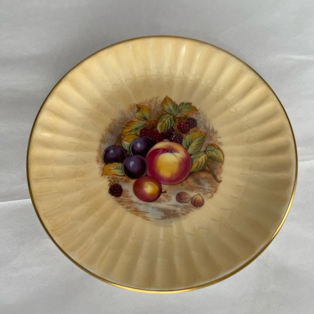 Aynsley Orchard Gold Bone China Fruit Plate Hand Painted England Vintage Trinket